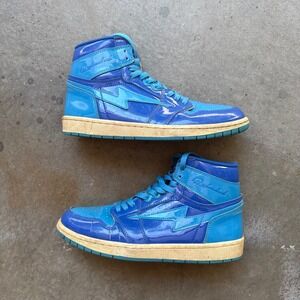 OMI Reloaded Blue Patent Leather High Top Sneakers Mens Size 10 Lightning Bolt
